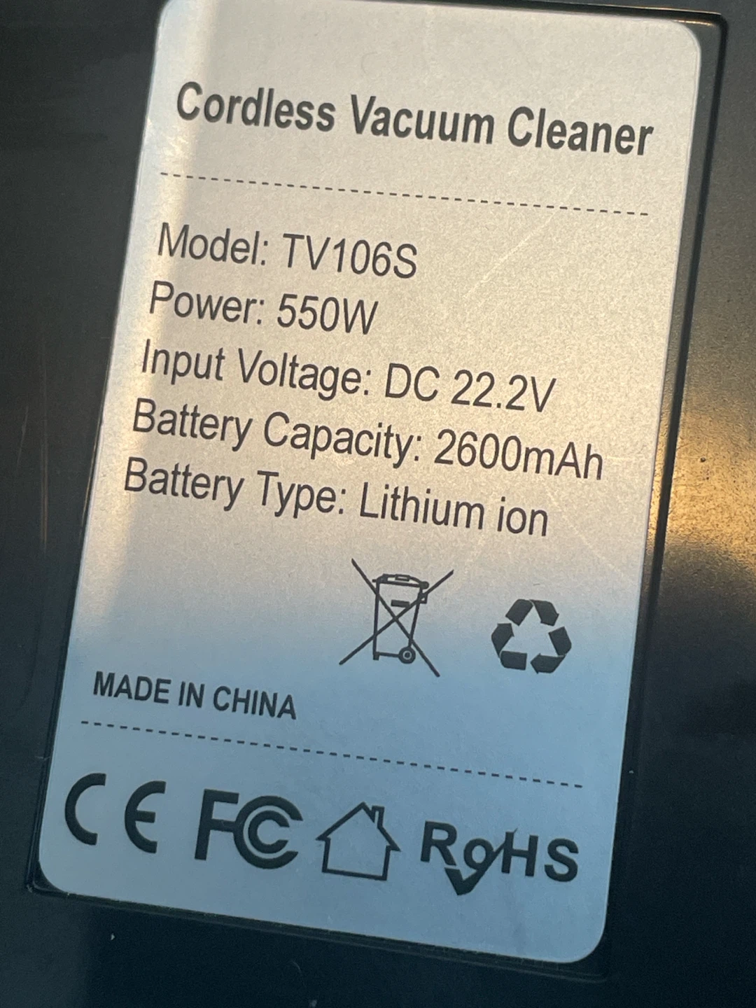 Cordless Vacuum Cleaner Battery 2600mAh - photo 2