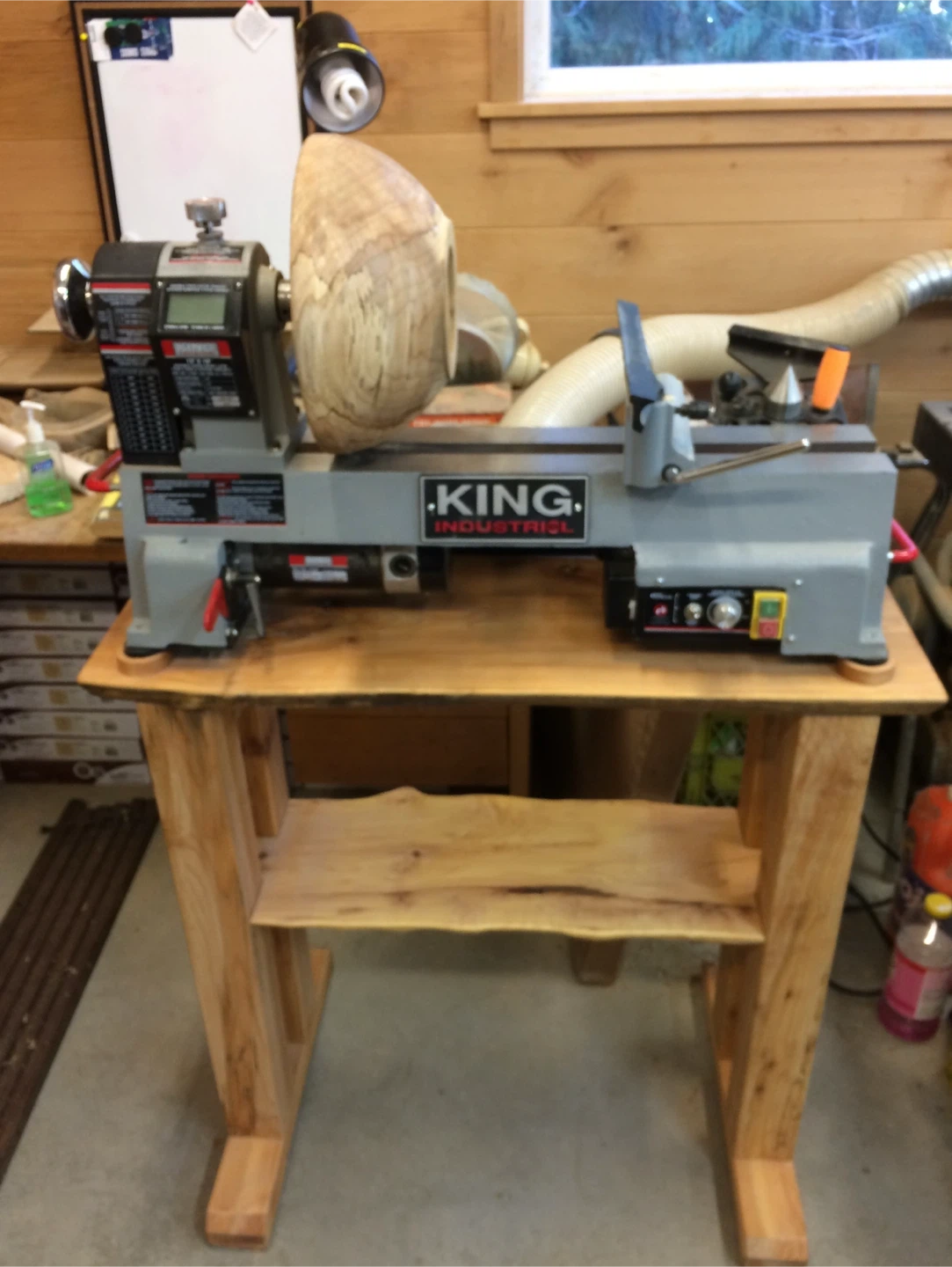 KING 1 hp Bench-top 12x16” Lathe on Custom Solid Maple Stand - photo 2