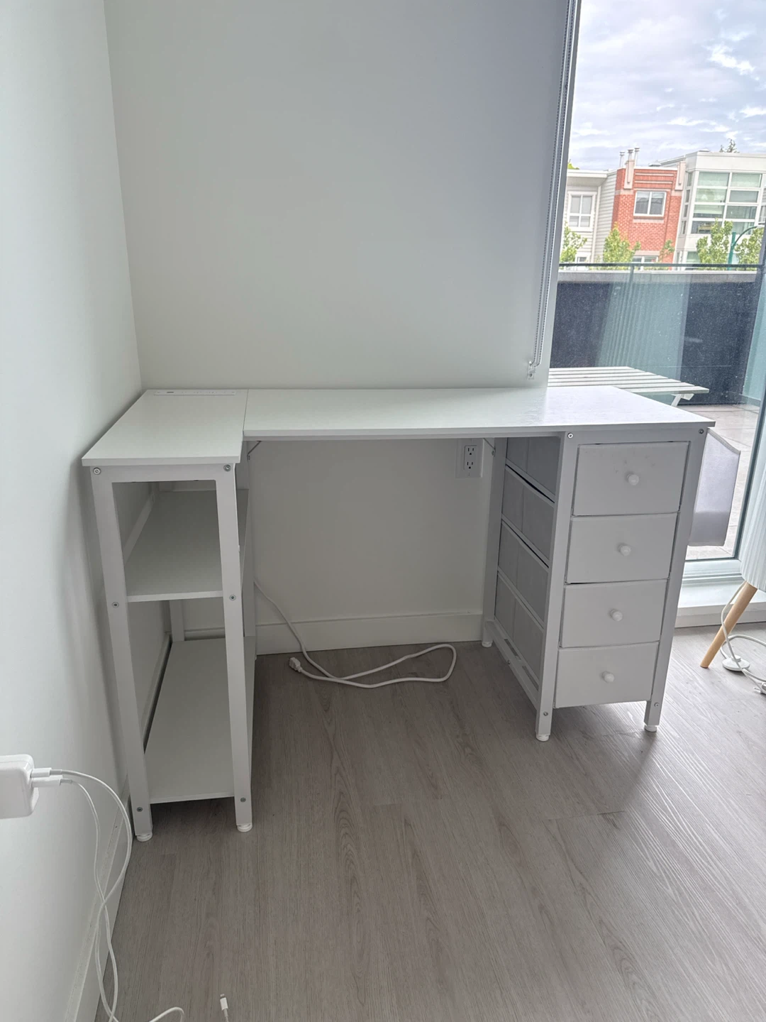White L-Shaped Wayfair Desk with Drawers and Shelves - photo 3