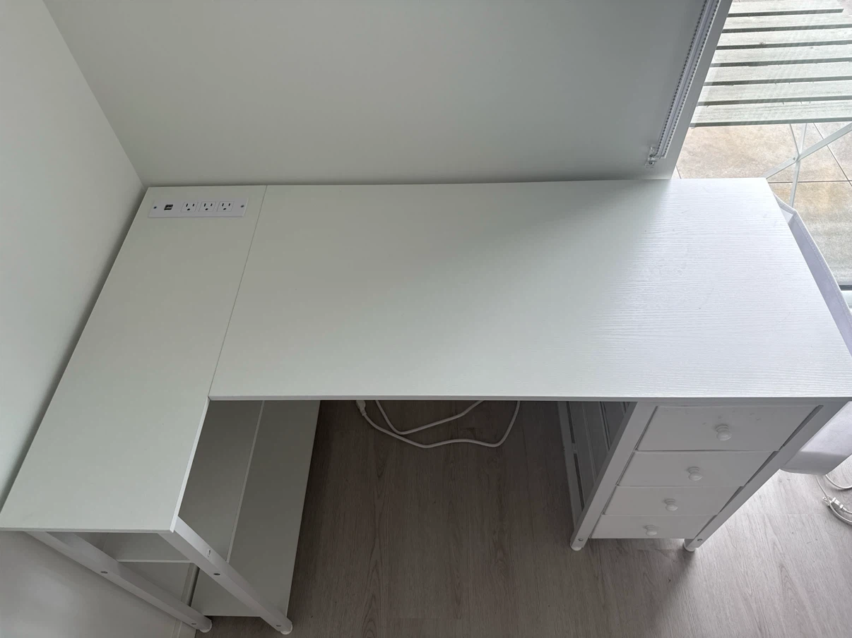White L-Shaped Wayfair Desk with Drawers and Shelves - photo 4