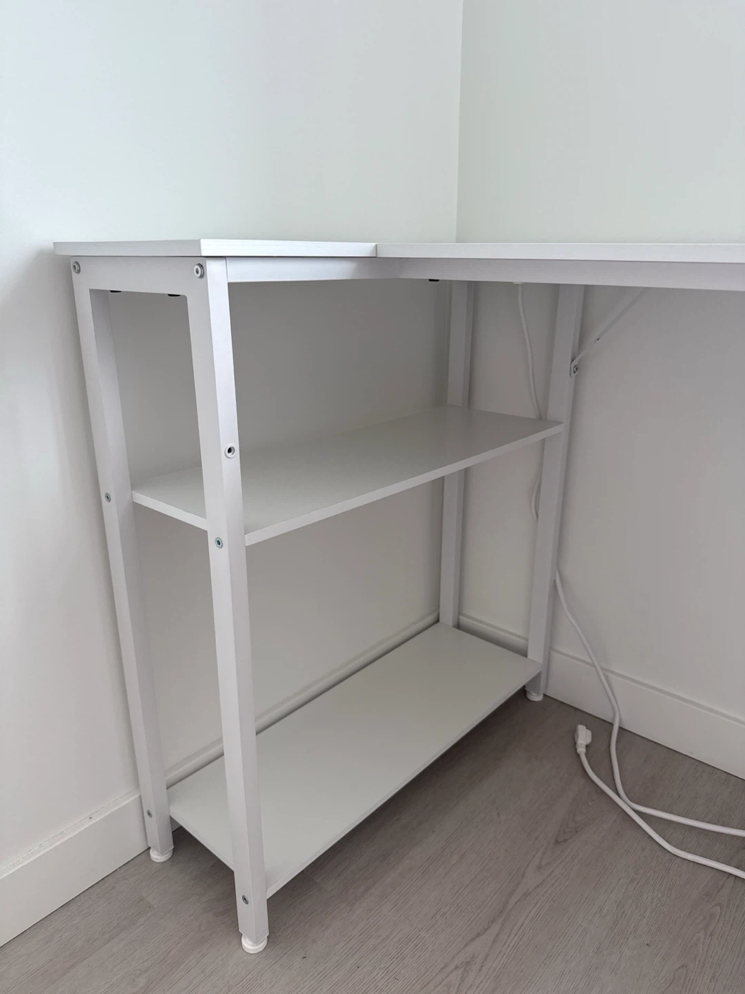 White L-Shaped Wayfair Desk with Drawers and Shelves - photo 5