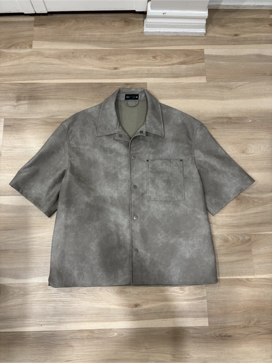 Zara Faux Leather short sleeve button up