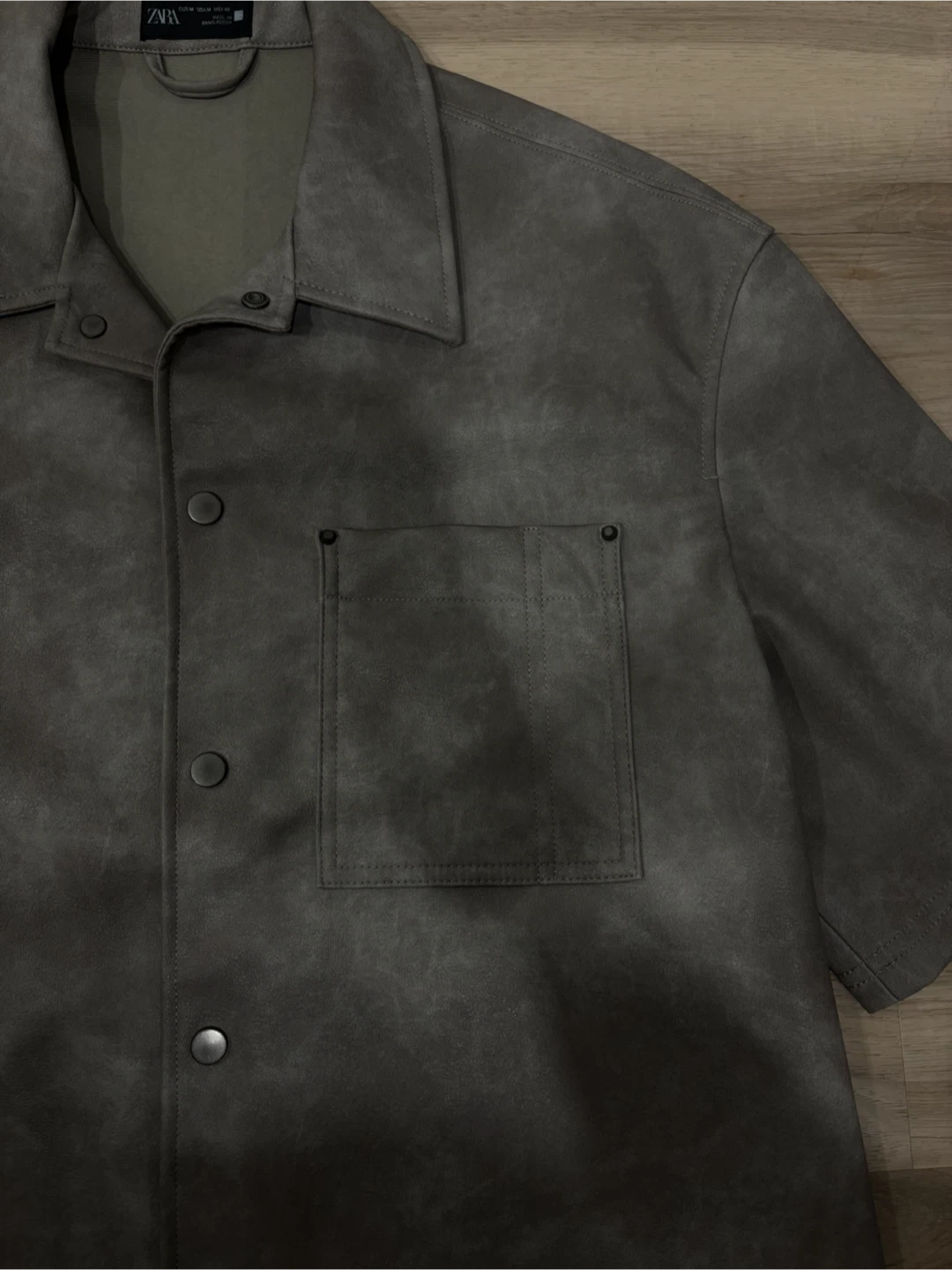 Zara Faux Leather short sleeve button up - photo 3