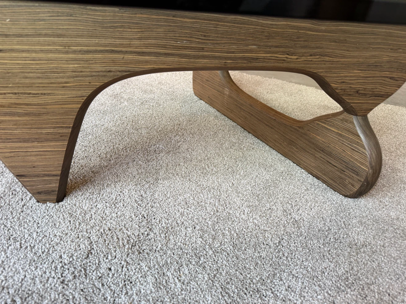 Noguchi Style Glass and Wood Accent Coffee Table