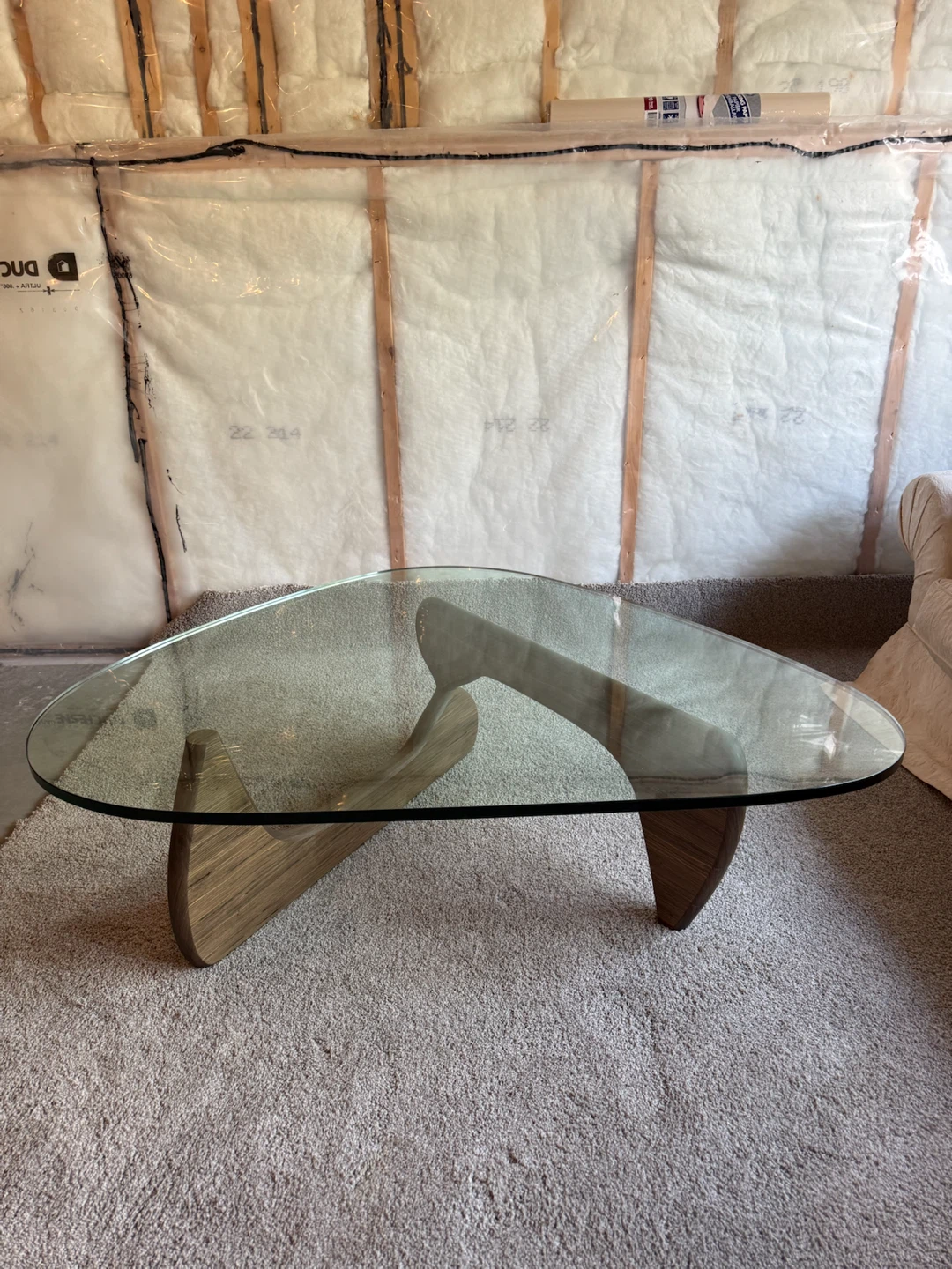 Noguchi Style Glass and Wood Accent Coffee Table - photo 2