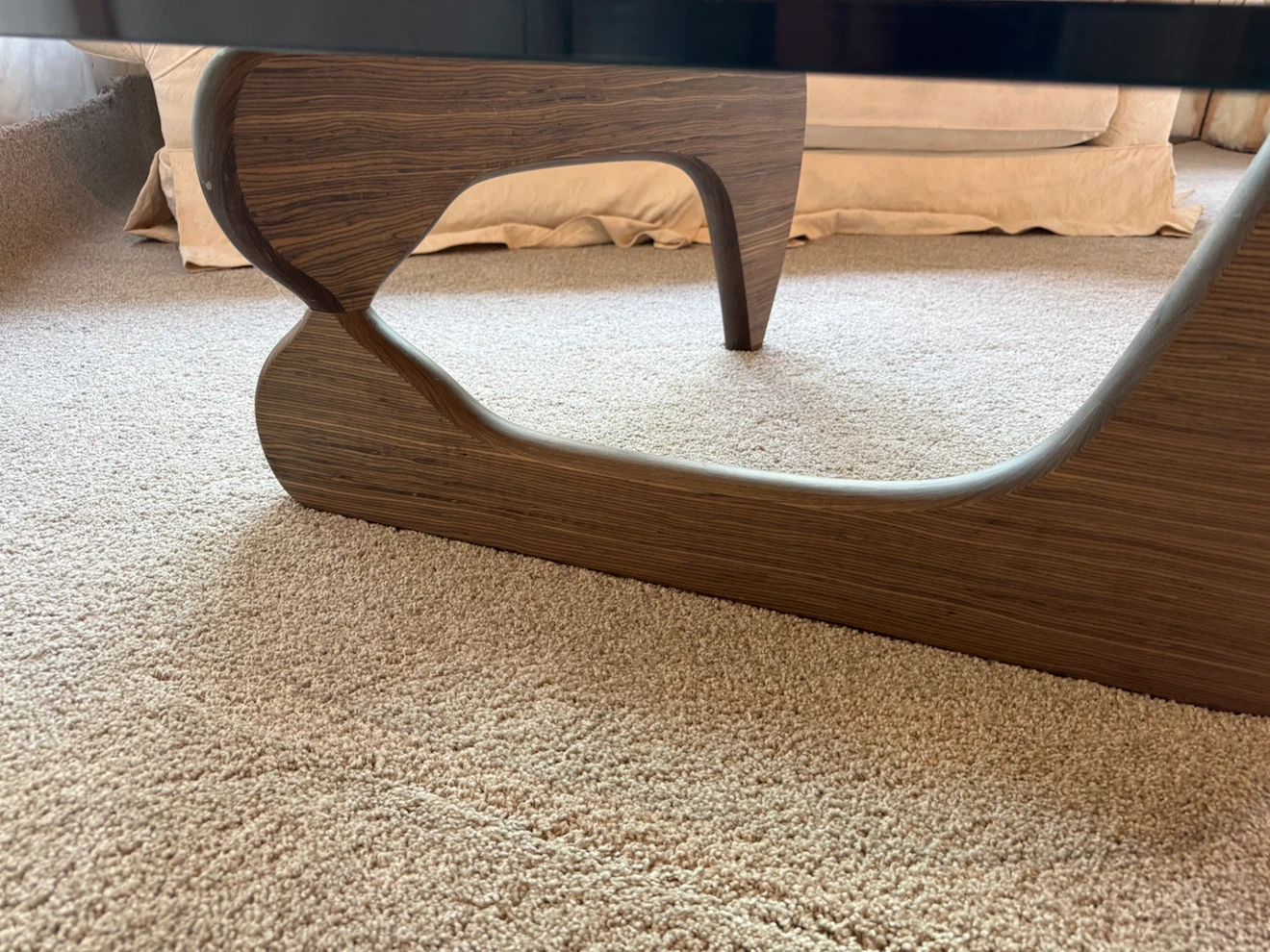 Noguchi Style Glass and Wood Accent Coffee Table - photo 3
