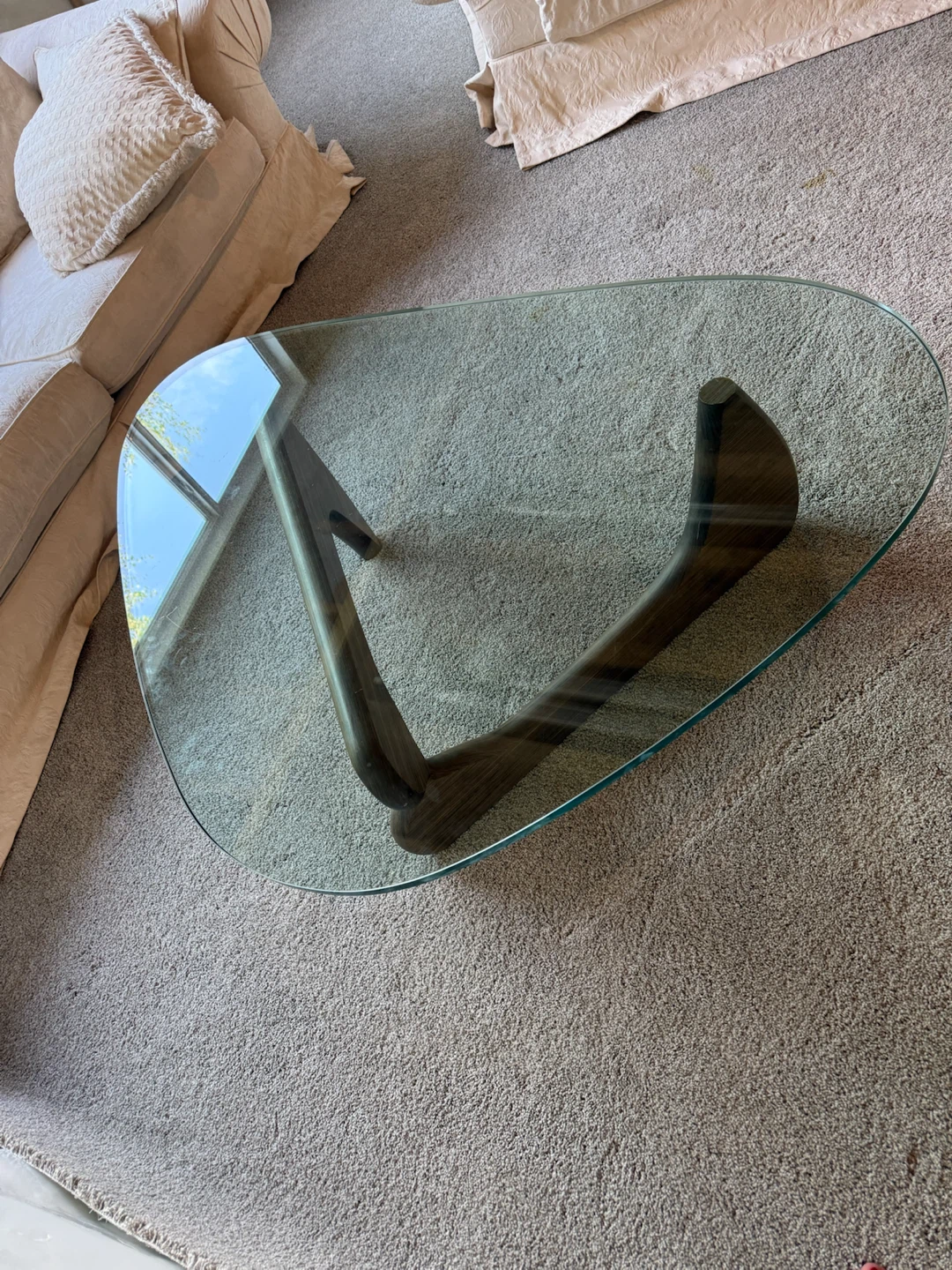 Noguchi Style Glass and Wood Accent Coffee Table - photo 4
