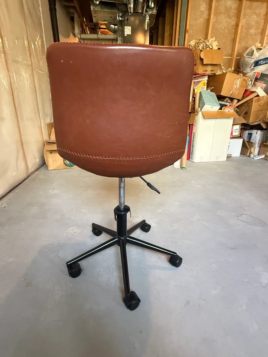 Brown Faux Leather Office Chair with Wheels - photo 3