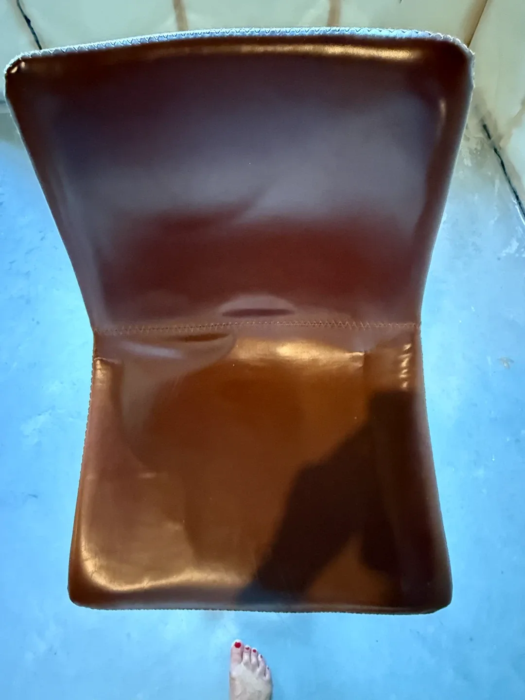 Brown Faux Leather Office Chair with Wheels - photo 4