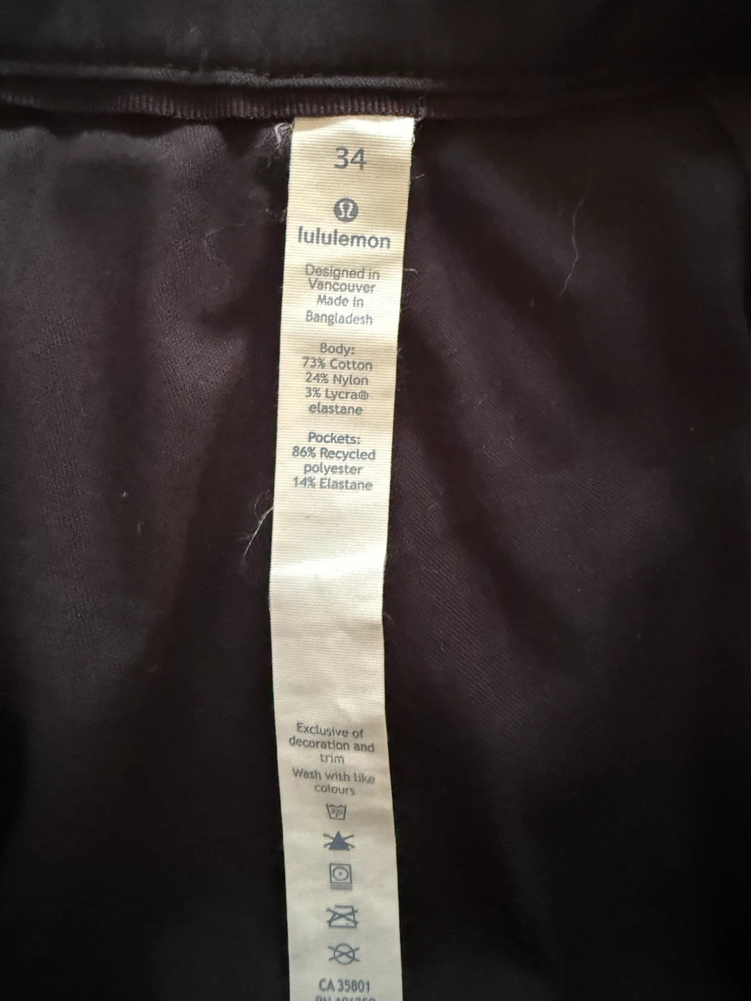 Lululemon Black Commission Pants Size 34 - photo 2
