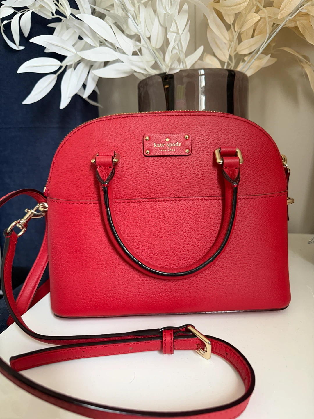 Kate Spade Red Leather Dome Satchel Bag