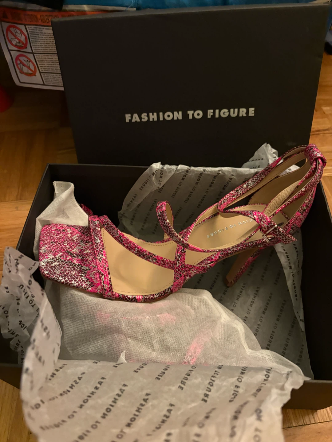 Fashion to Figure Pink Snake Print Strappy Heels