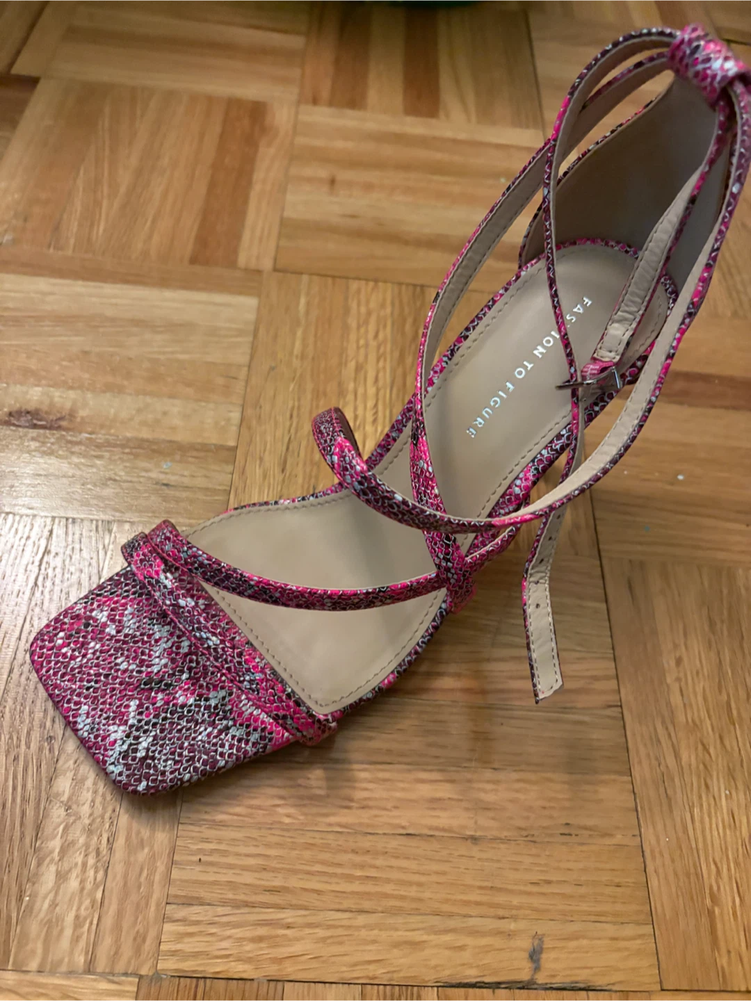 Fashion to Figure Pink Snake Print Strappy Heels - photo 2