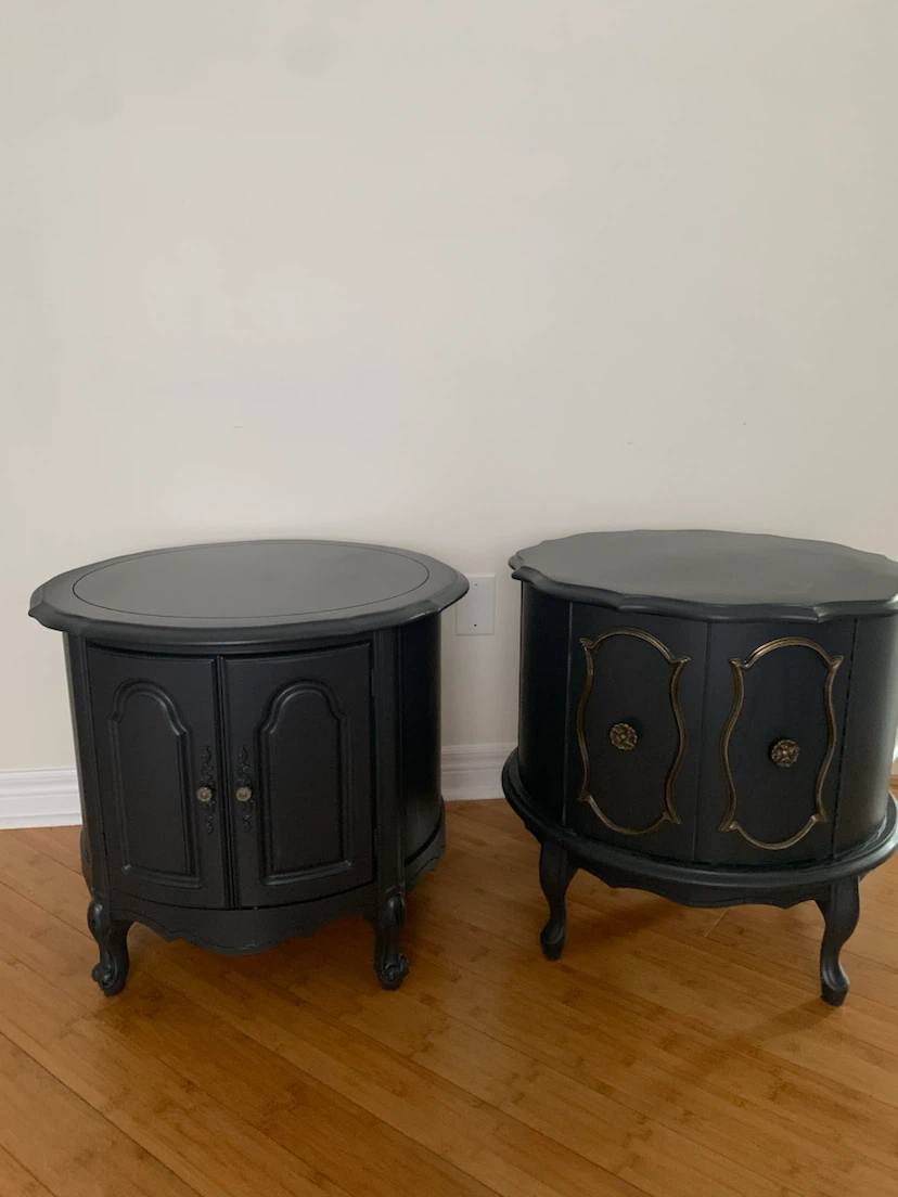 Set of 2 Black Oval End Tables | nightstand | cabinet - photo 3