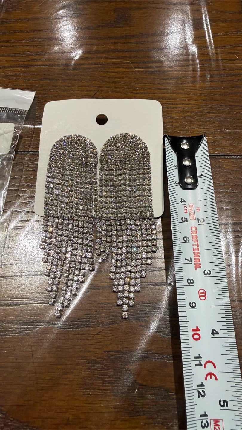 Rhinestone Tassel Drop Earrings - photo 2