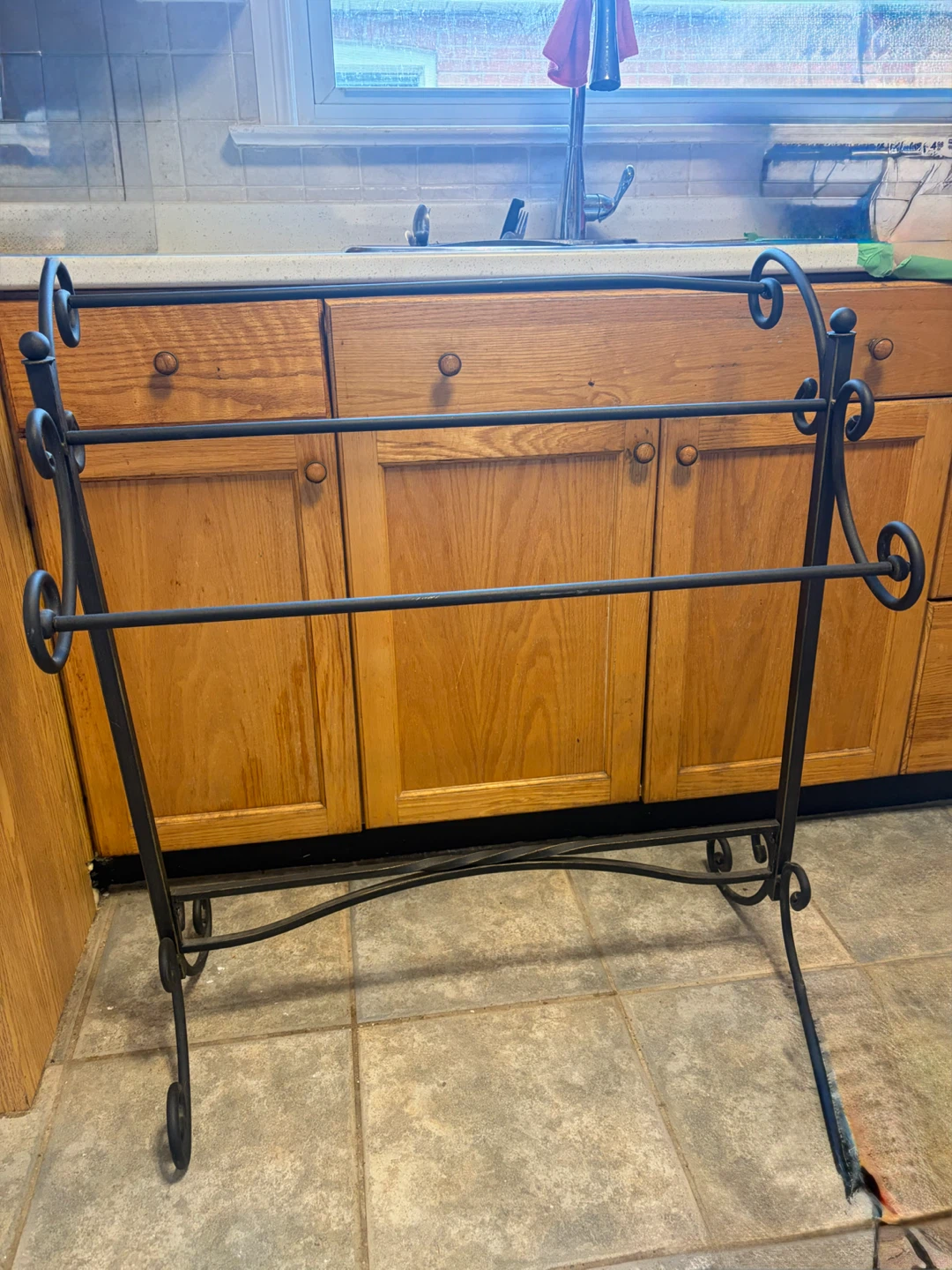 Wrought Iron Quilt Rack / Towel Holder