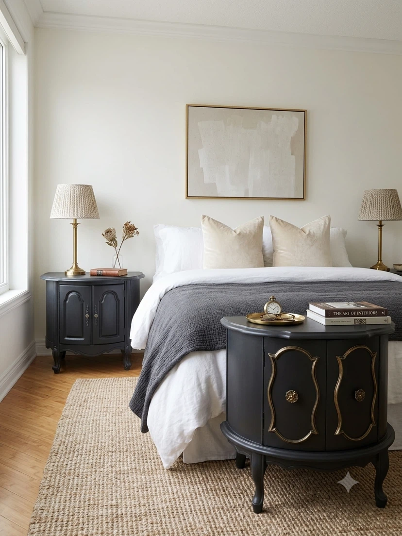 Refinished Black Accent Cabinet, end table, bedside cabinet - photo 2
