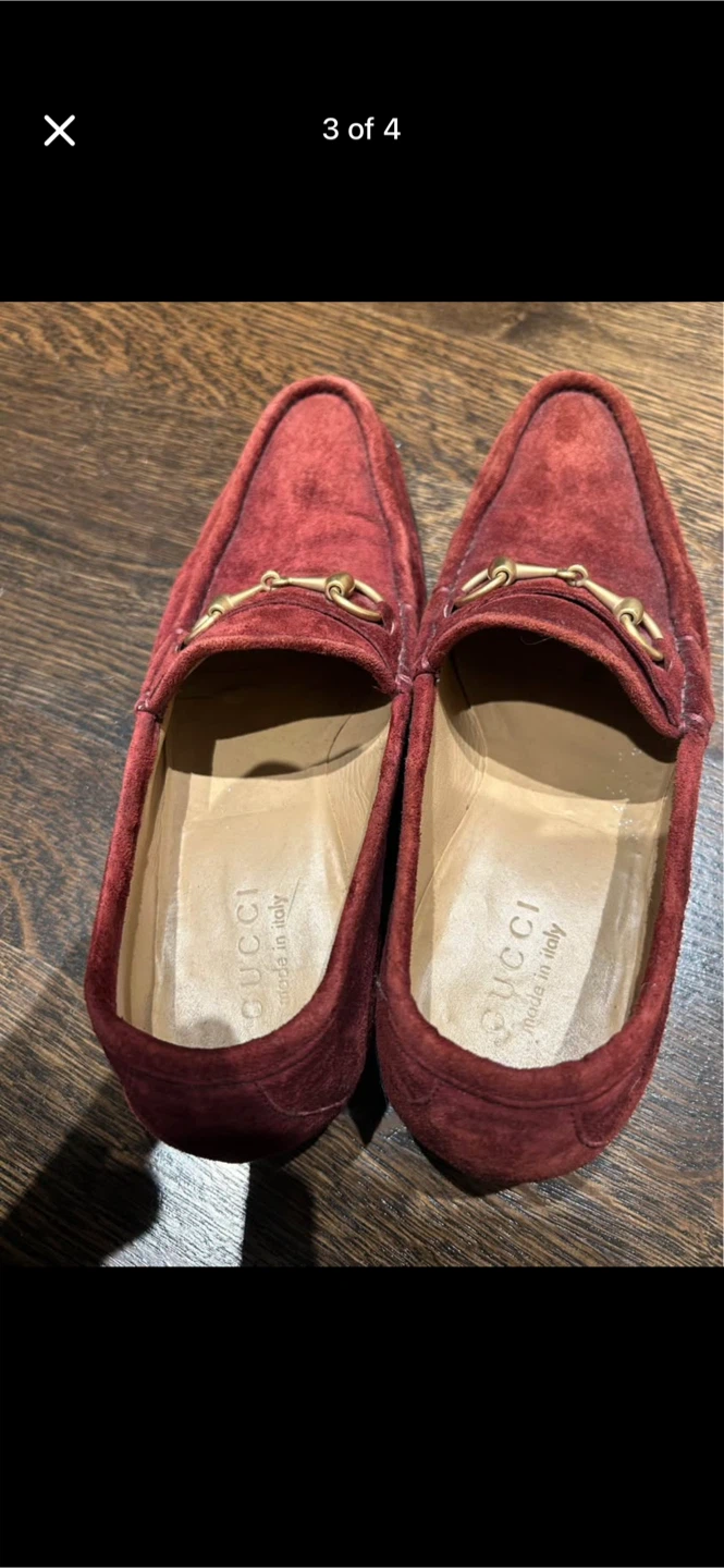 Gucci Red Suede Horsebit Loafers - photo 2