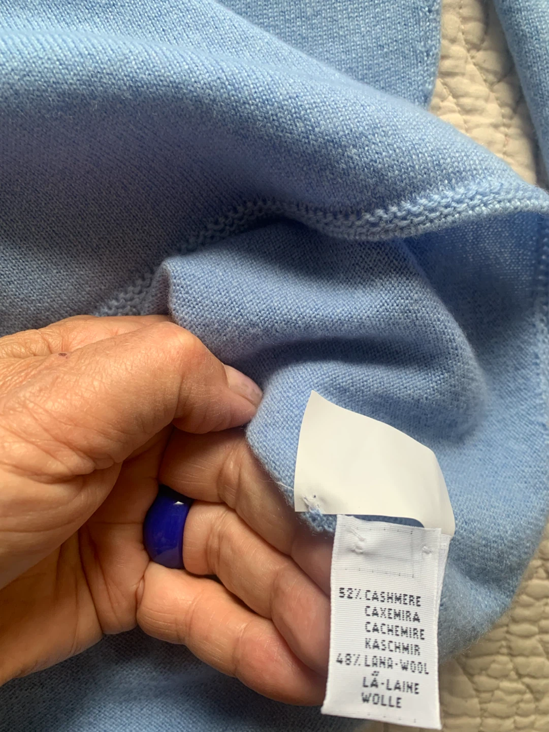 Andre Maurice Blue Cashmere Wool Mock Neck Sweater - photo 3