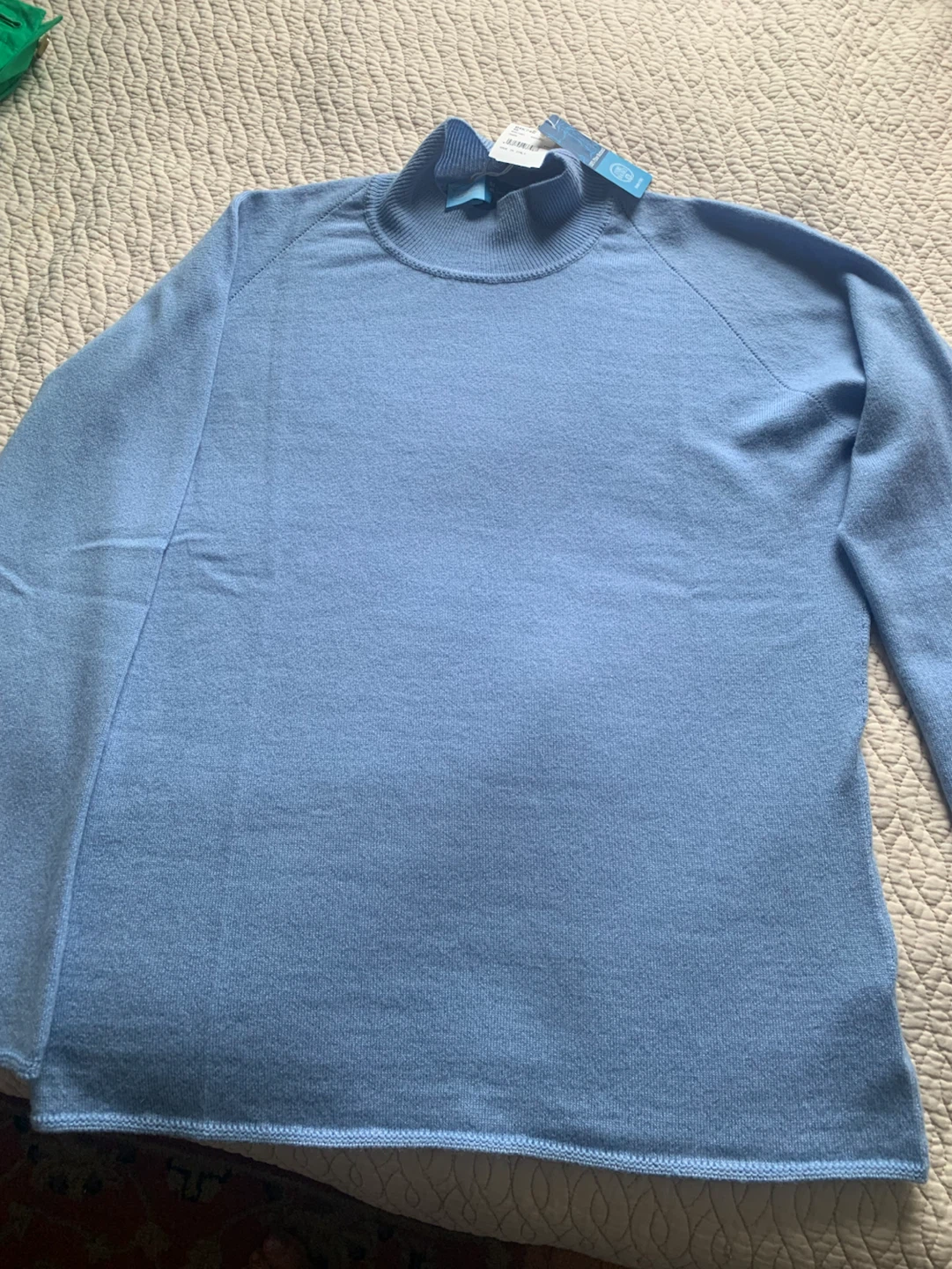 Andre Maurice Blue Cashmere Wool Mock Neck Sweater
