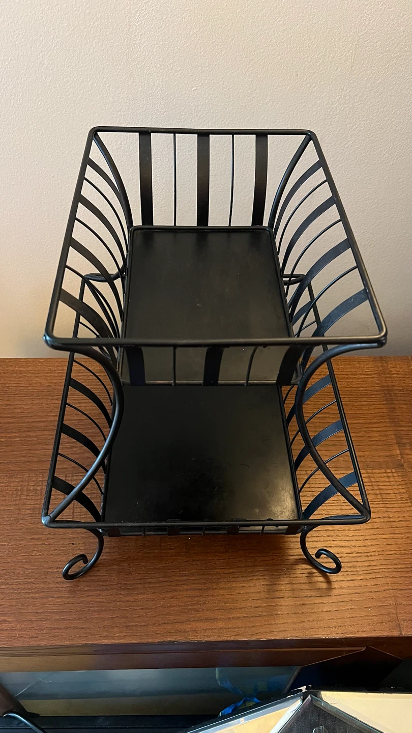 Vintage 1990s Wrought Iron Two-Tiered Storage Basket - photo 5