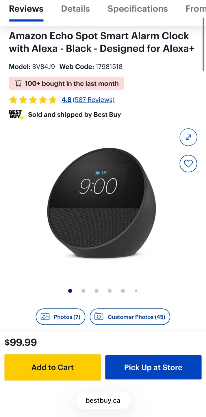 BRAND NEW Amazon Echo Spot Smart Alarm Clock - Black
