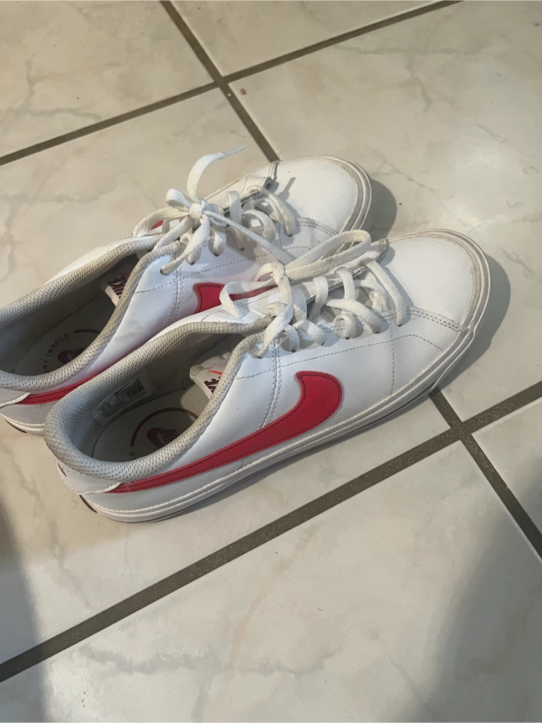 Nike White Red Swoosh Sneakers