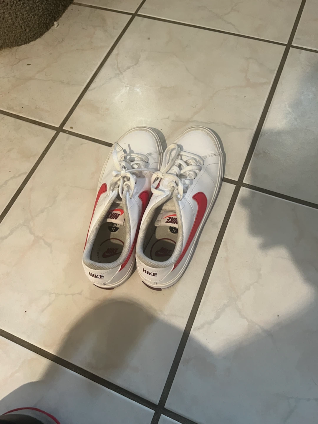 Nike White Red Swoosh Sneakers - photo 2