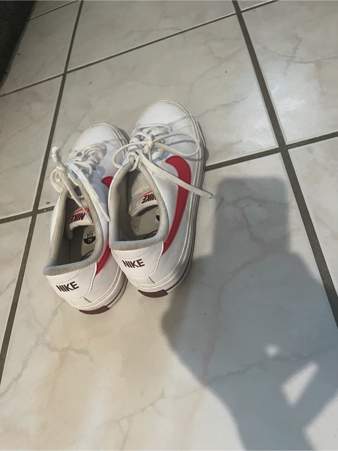 Nike White Red Swoosh Sneakers - photo 3