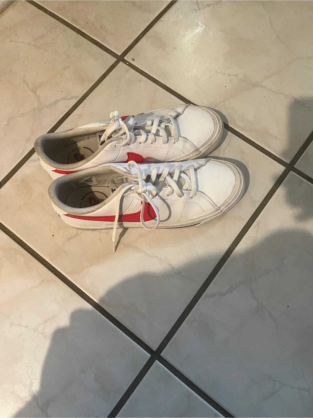 Nike White Red Swoosh Sneakers - photo 4