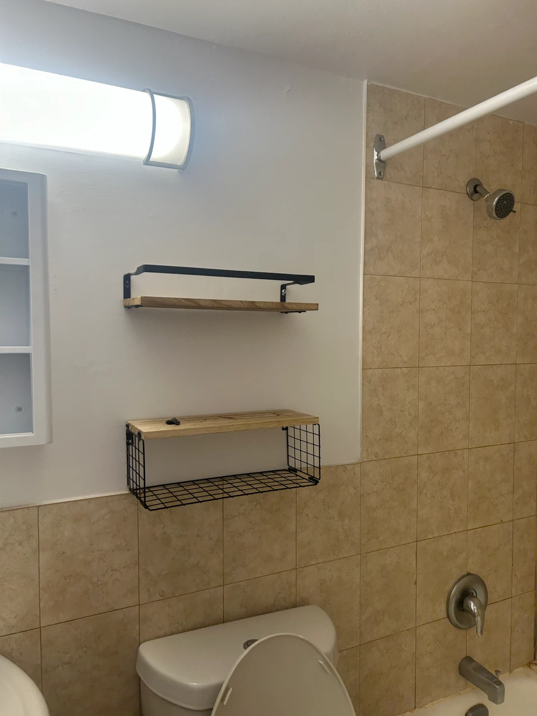 Set of 2 Wood and Metal Wall Shelves
