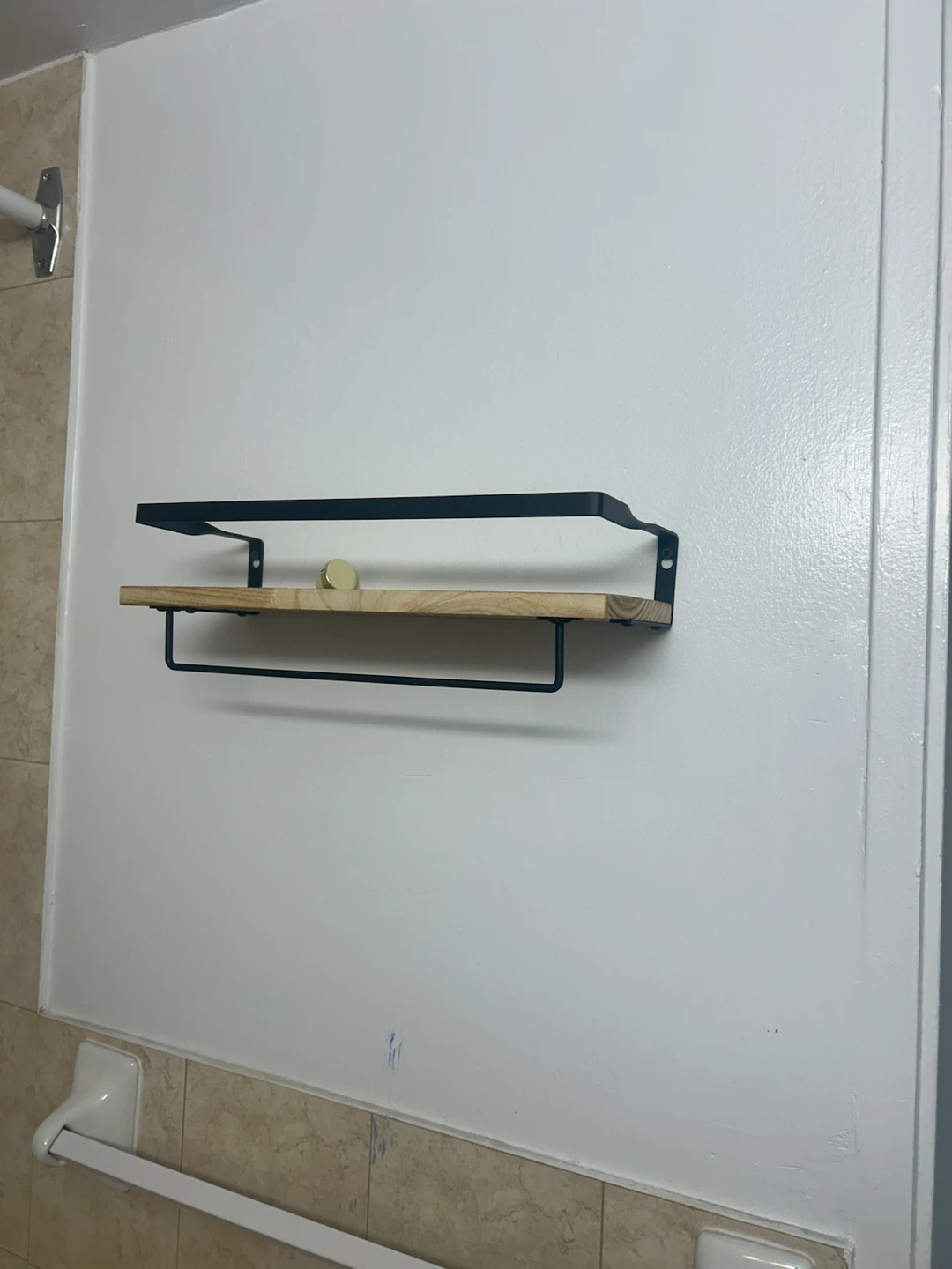 Set of 2 Wood and Metal Wall Shelves - photo 2