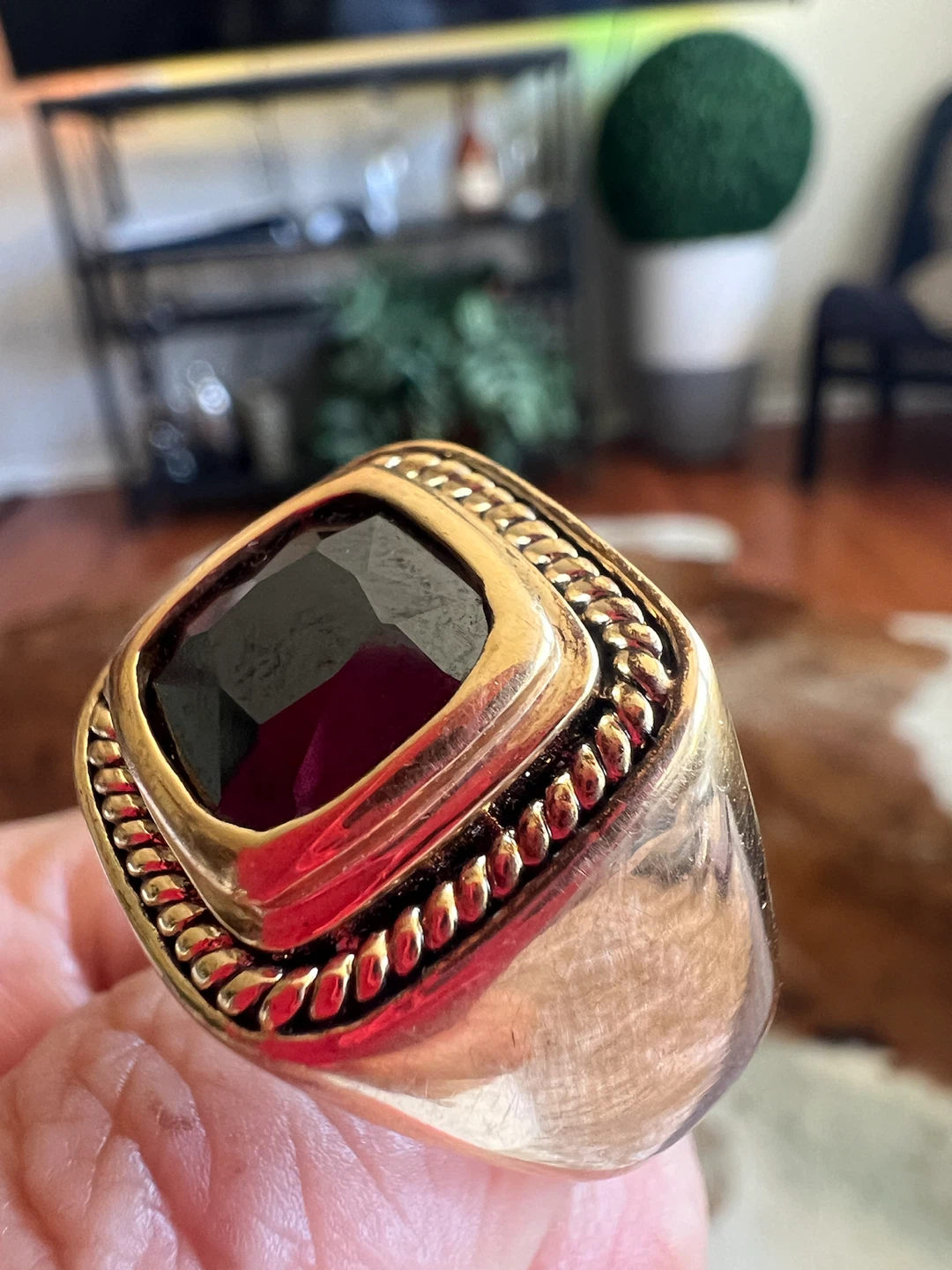 14K Gold plated men’s ring with onyx 3 carat ( size 10.5-11)