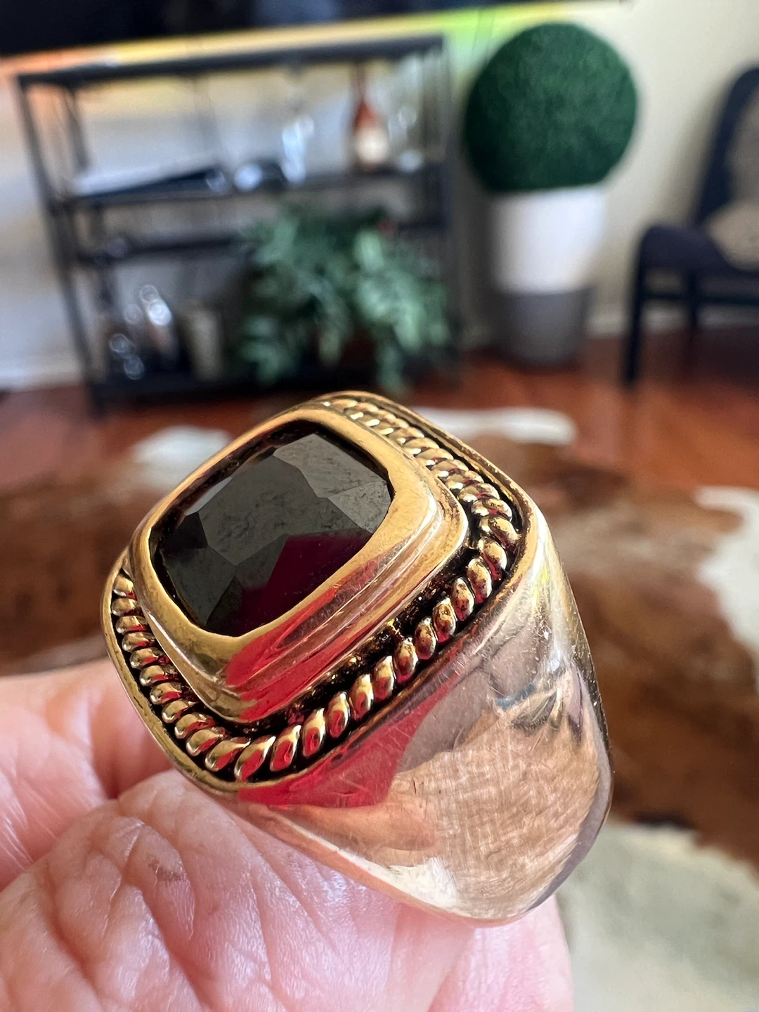 14K Gold plated men’s ring with onyx 3 carat ( size 10.5-11) - photo 2