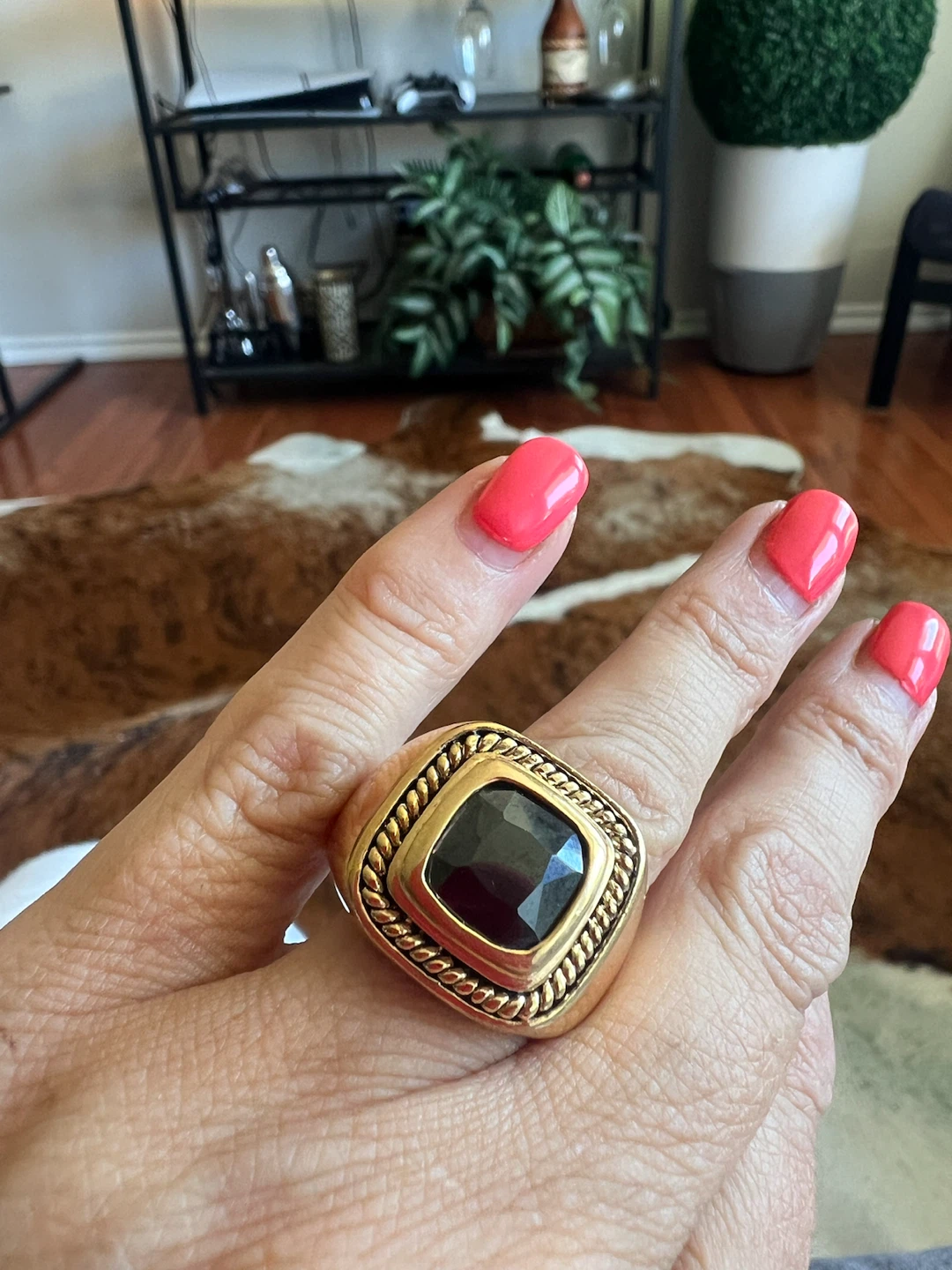 14K Gold plated men’s ring with onyx 3 carat ( size 10.5-11) - photo 3