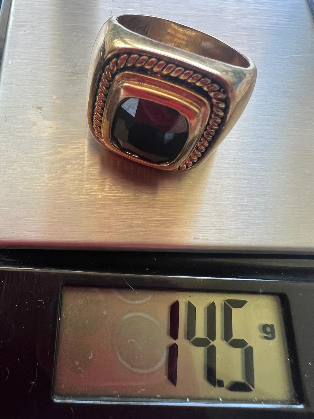 14K Gold plated men’s ring with onyx 3 carat ( size 10.5-11) - photo 4