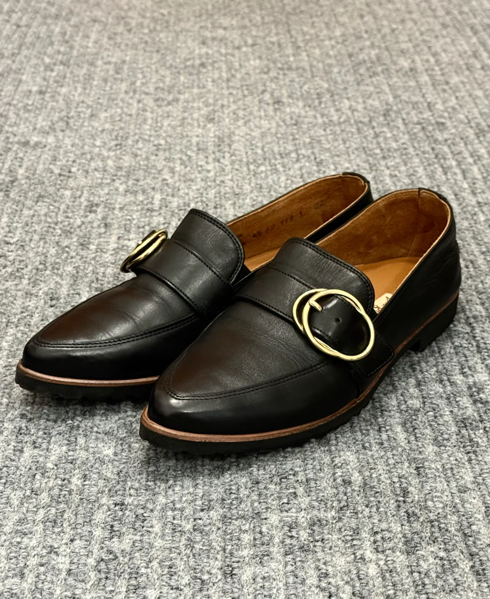 Paul Green Women’s Black Leather Buckle Loafers – Size 7US