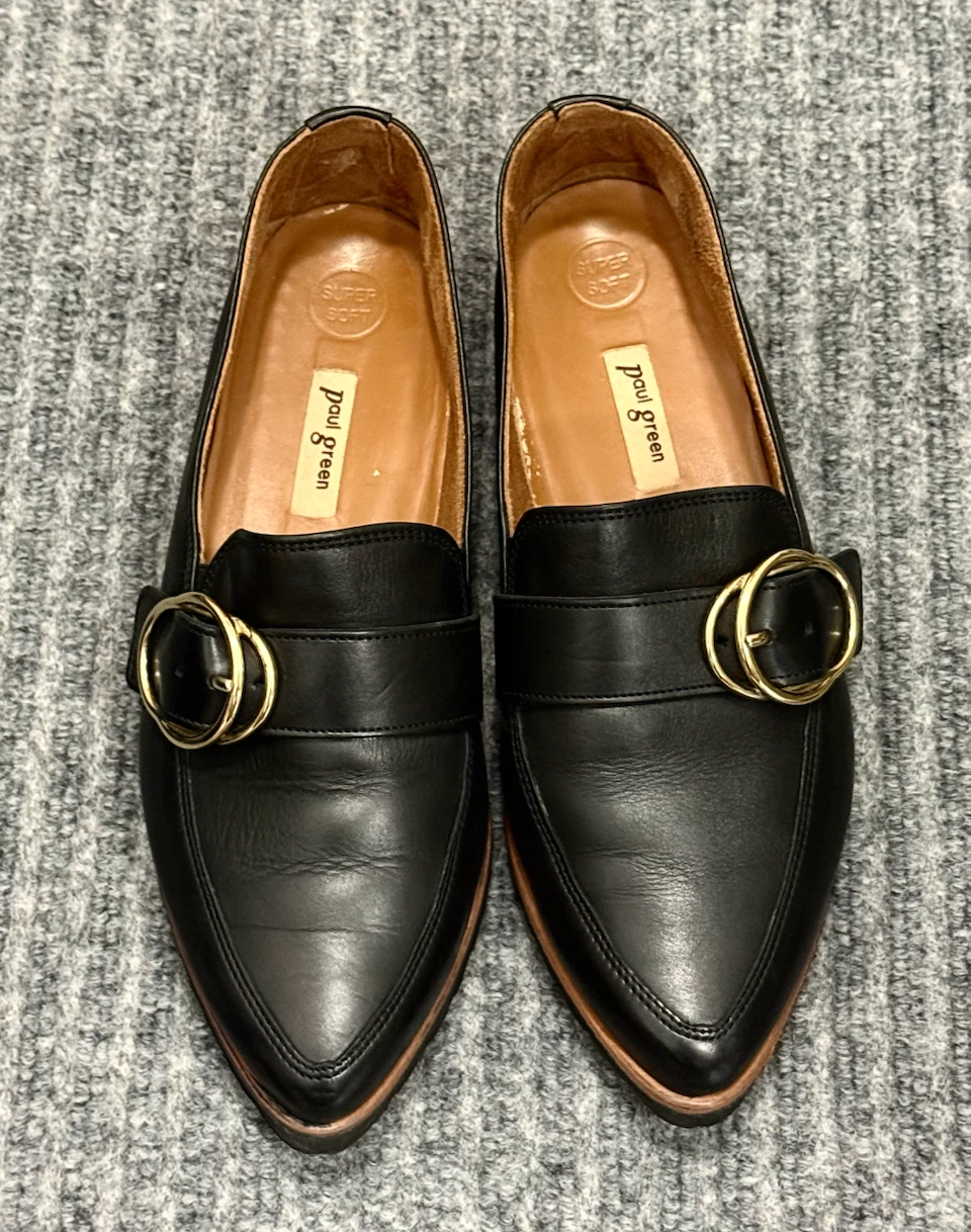Paul Green Women’s Black Leather Buckle Loafers – Size 7US - photo 2