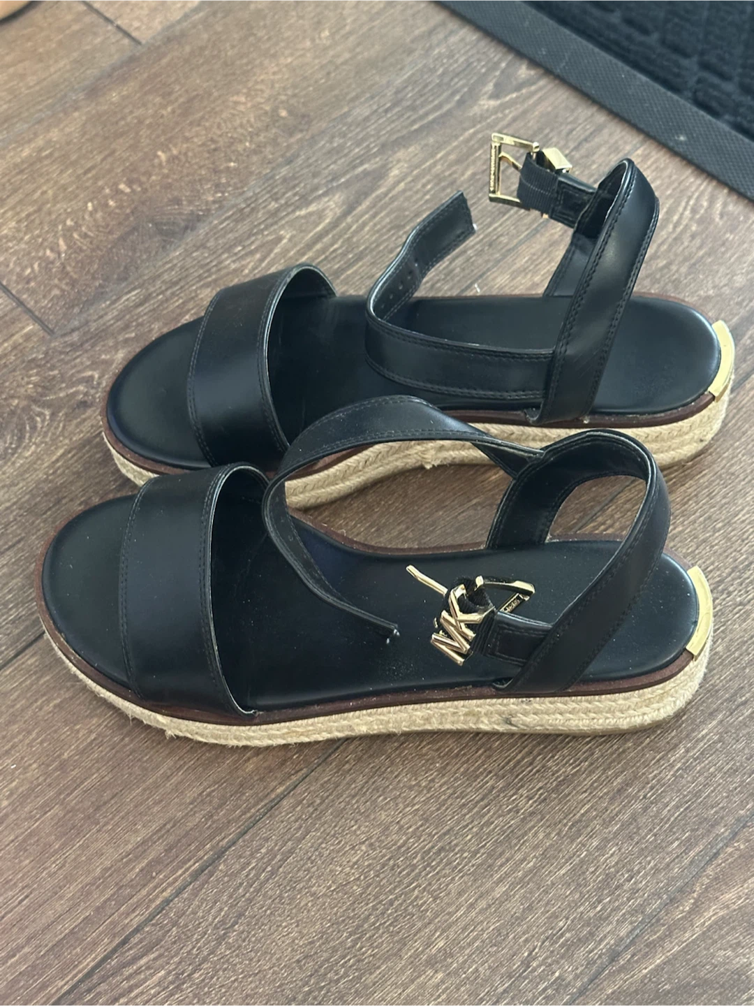 Michael Kors Black Leather Espadrille Platform Sandals - photo 2