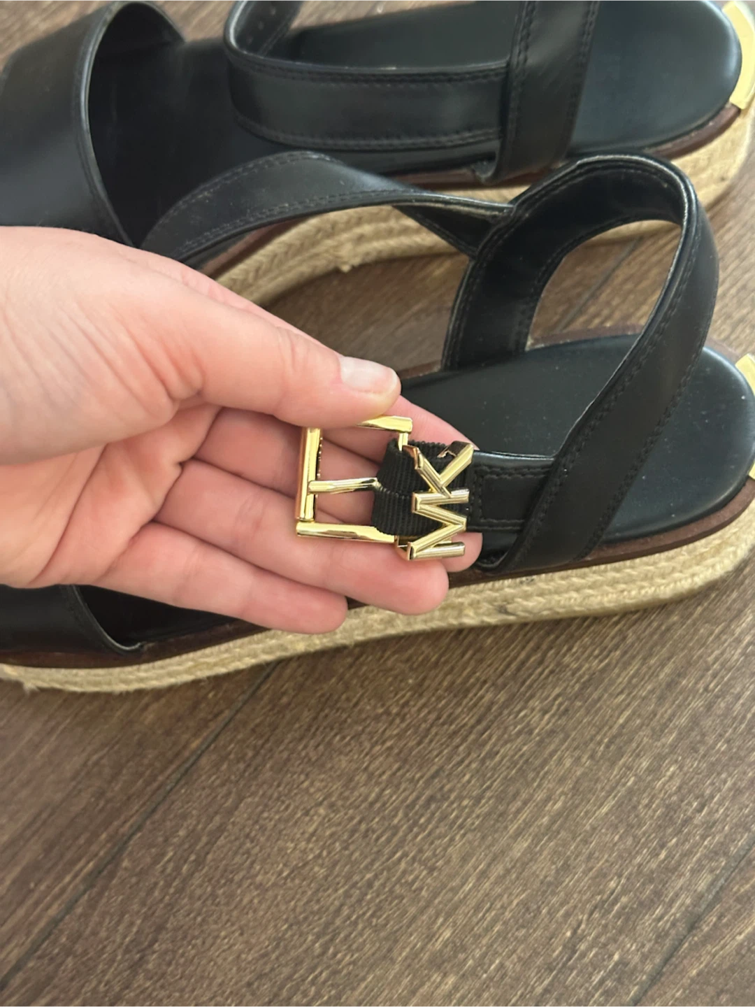 Michael Kors Black Leather Espadrille Platform Sandals - photo 4