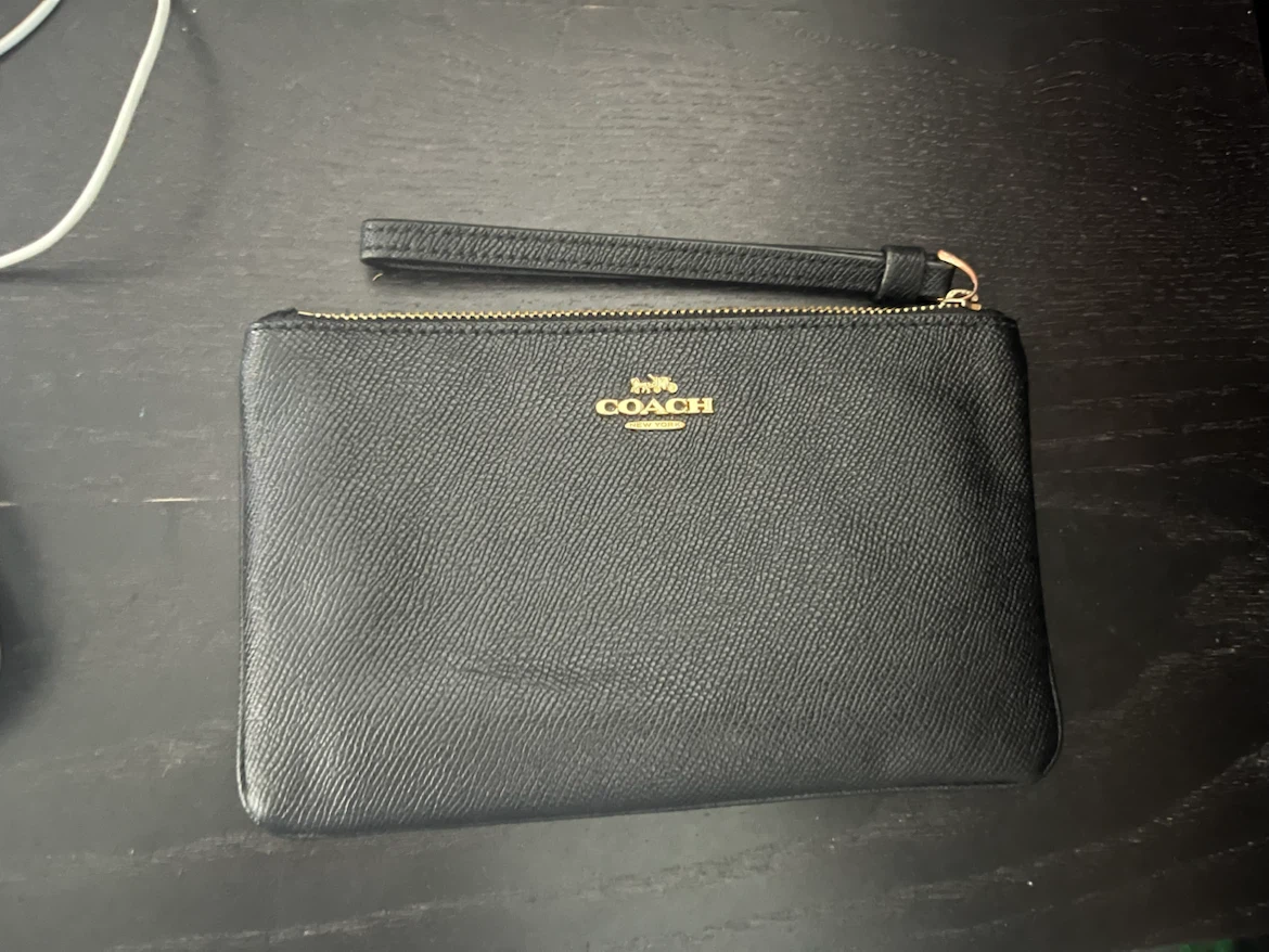 Coach Black Leather Wristlet Clutch