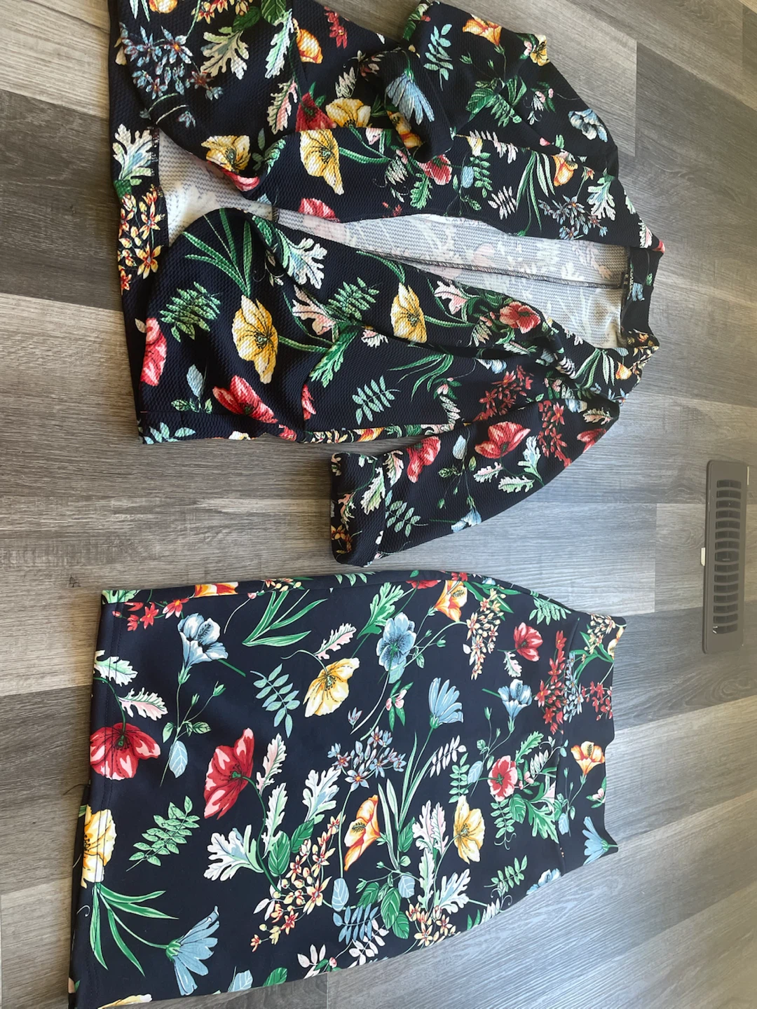 Floral Print Blazer and Pencil Skirt Set