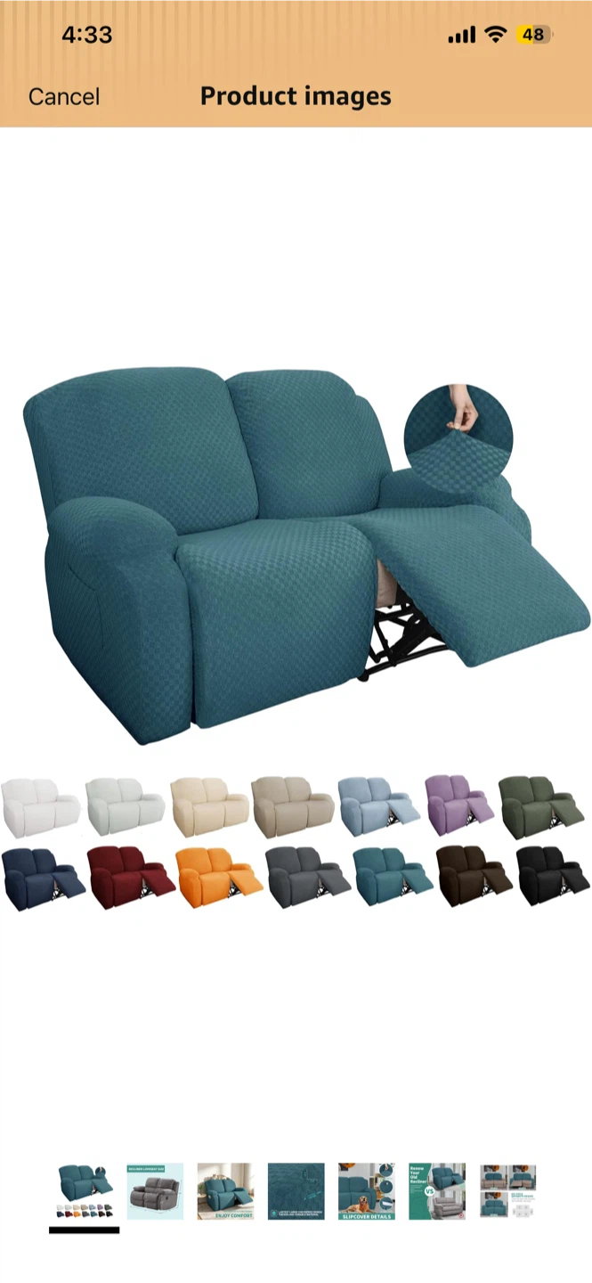 Ulticor Jacquard 8-Piece Loveseat Recliner Cover