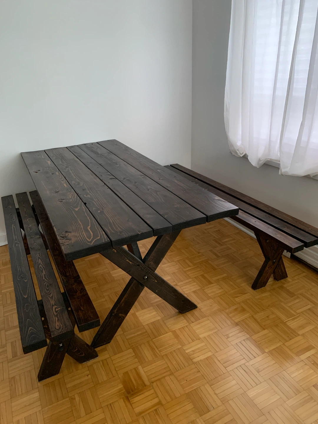 Picnic Table - Espresso Stain - Handcrafted - outdoor or indoor
