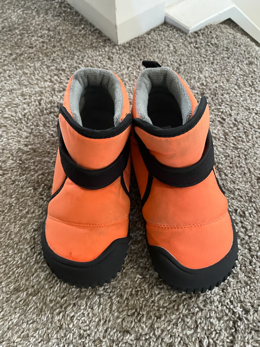 Orange Winter Boots with Velcro Straps