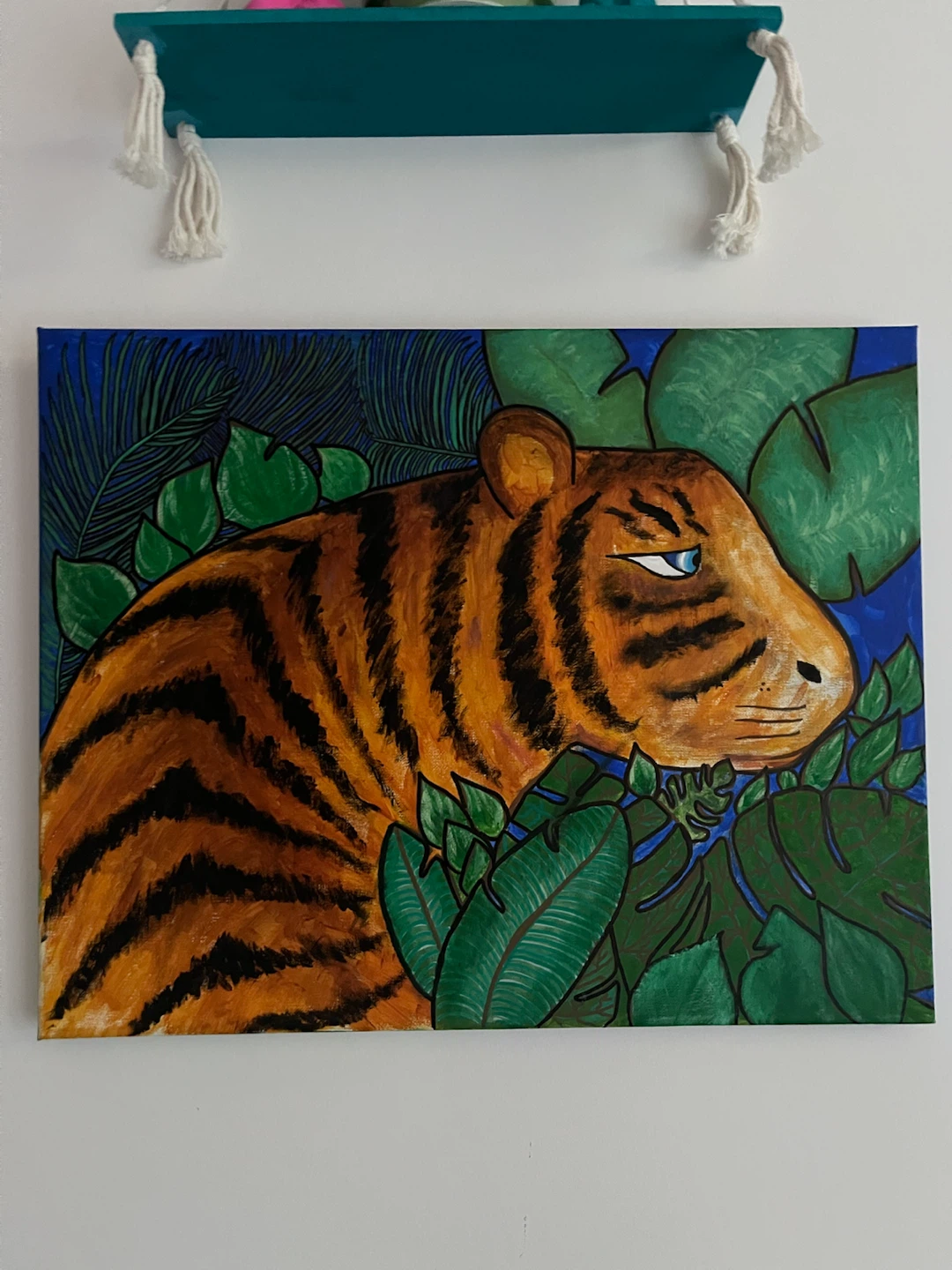 Original Tiger Painting on Framed Canvas