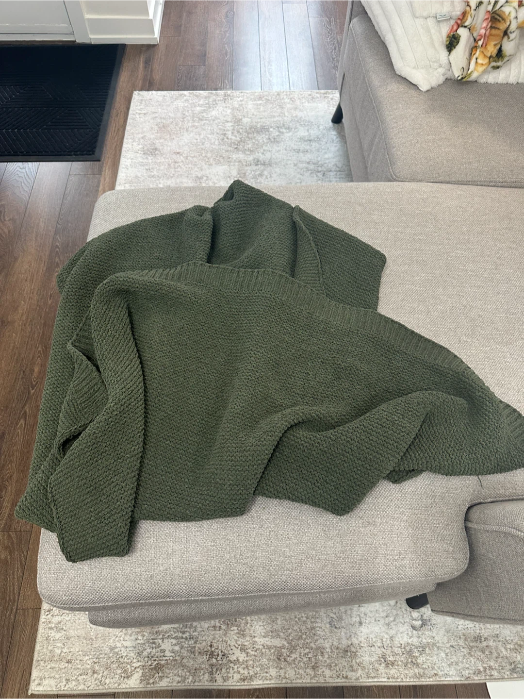 Bouclair Green Knit Throw Blanket