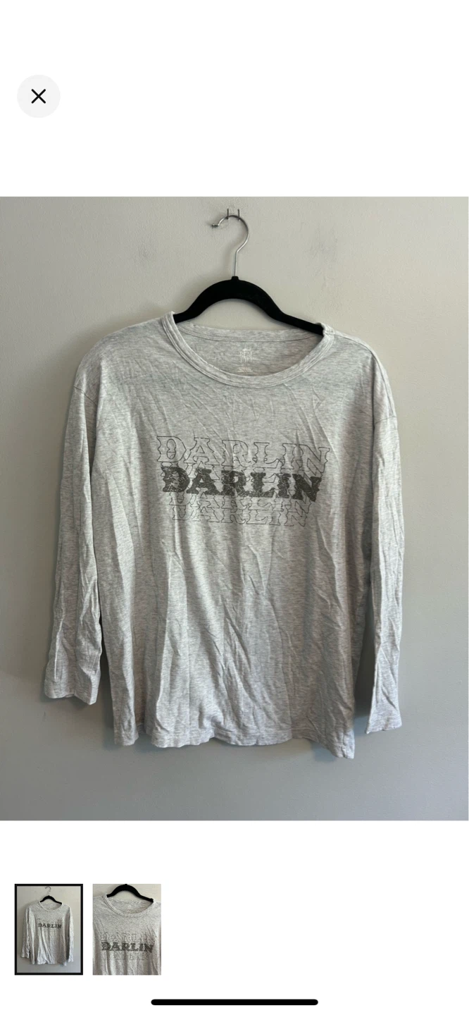 Light Grey 'Darlin' Long Sleeve T-Shirt
