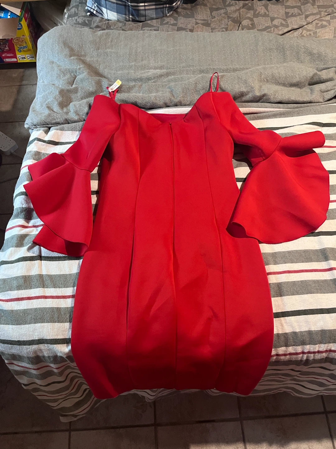 Betsy Adam Red Bell Sleeve Dress Size 14