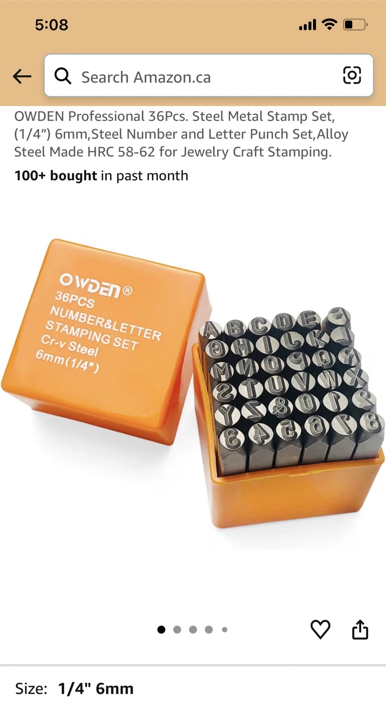 OWDEN 36 Pcs Number & Letter Stamping Set 1/4" 6mm Cr-v Steel